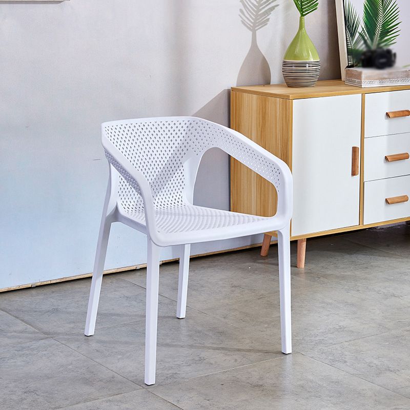 Plastic Scandinavian Dining Kitchen Room Arm Chair Solid Back Chair