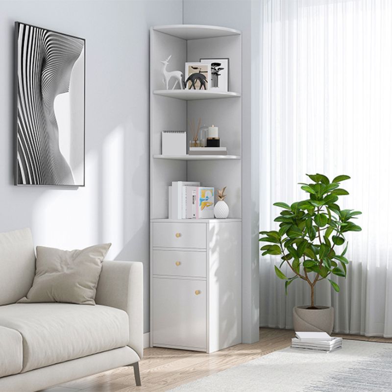 Modern Closed Back Bookshelf Engineered Wood Book Shelf with Cabinets for Home Office