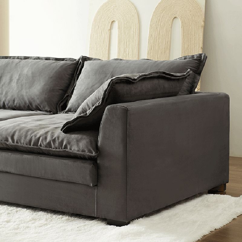 Slipcovered Stationary Living Room Pillow Top Arm Standard Gray Sofa