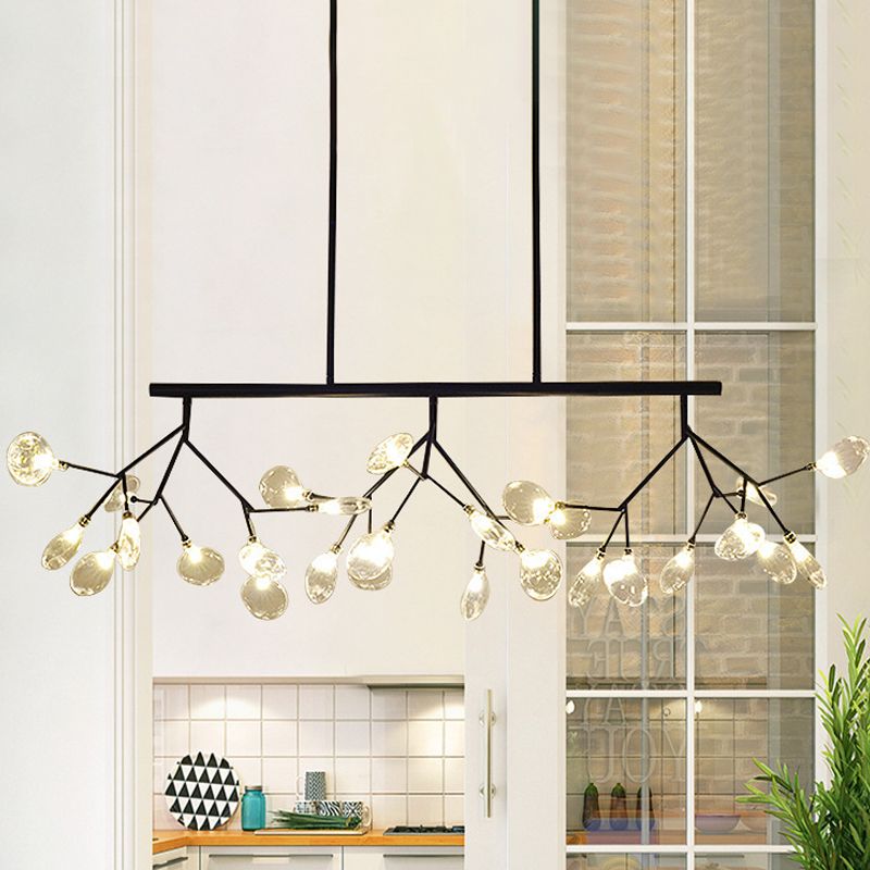 Tree Branch Glass Pendant Lamp Nordic 27-Light Island Ceiling Light for Dining Room