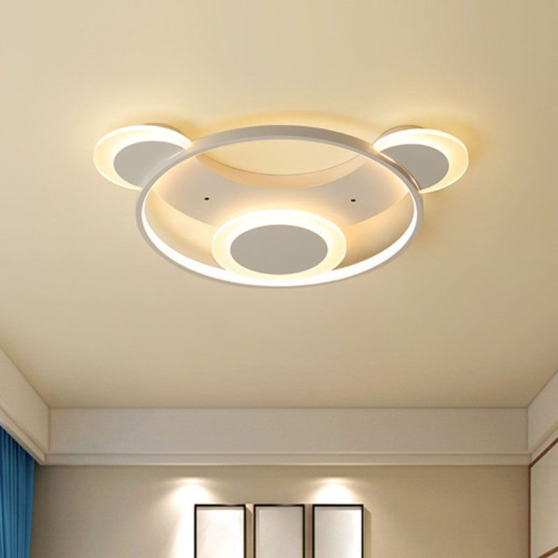 Bear Shaped Bedroom LED Flush Mount Metal Modern Flushmount Ceiling Light in White