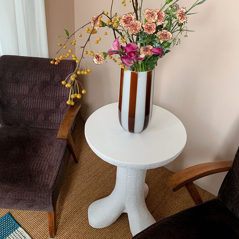 White Corner Table Unique Shape 3 Legs End Table, 19.7" W x 19.7" D x 24" H