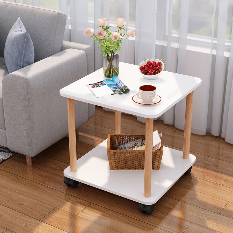 Wood 4 Legs End Table Modern Side End Snack Table for Living Room