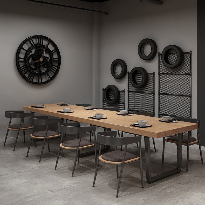 Industrial Style Dining Table Solid Wood Rectangle Table for Dining Room