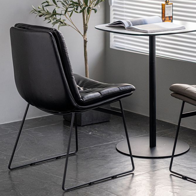 Nordic Upholstered Armless Dining Chairs Metal Legs Solid Back Chair for Home Use