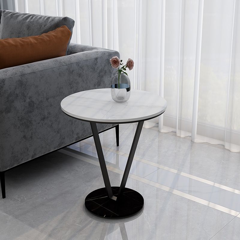 Minimalist Round Side End Table Abstract Slate Sofa Corner Table