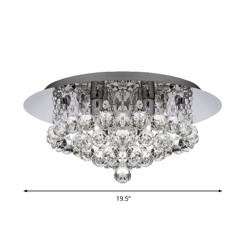 Cascading Flush Mount Light Contemporary Crystal 3/4/6 Lights Chrome Ceiling Light, 8"/14"/19.5" Wide