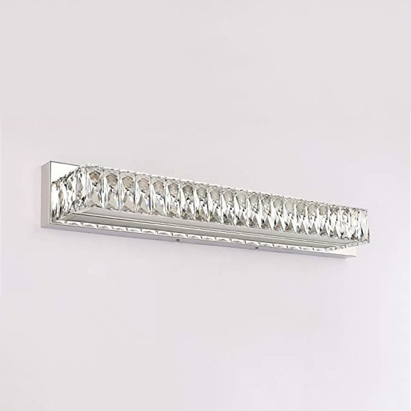 Single Chrome Modern Style Bathroom Vanity Light LED Crystal Bath Bar