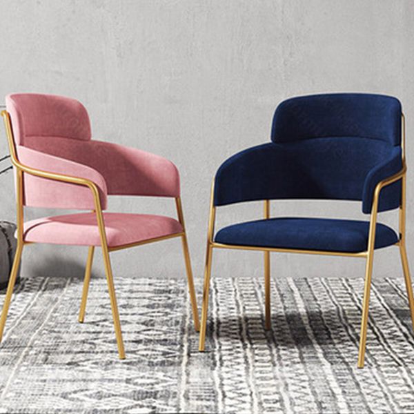 Chaise de salle à manger de cuisine en métal de style Glam, chaises latérales arrière ouvertes en cuivre