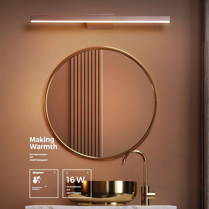 Éclairage de mur de miroir de style simple de style miroir simple à 1 lumière linéaire en marron