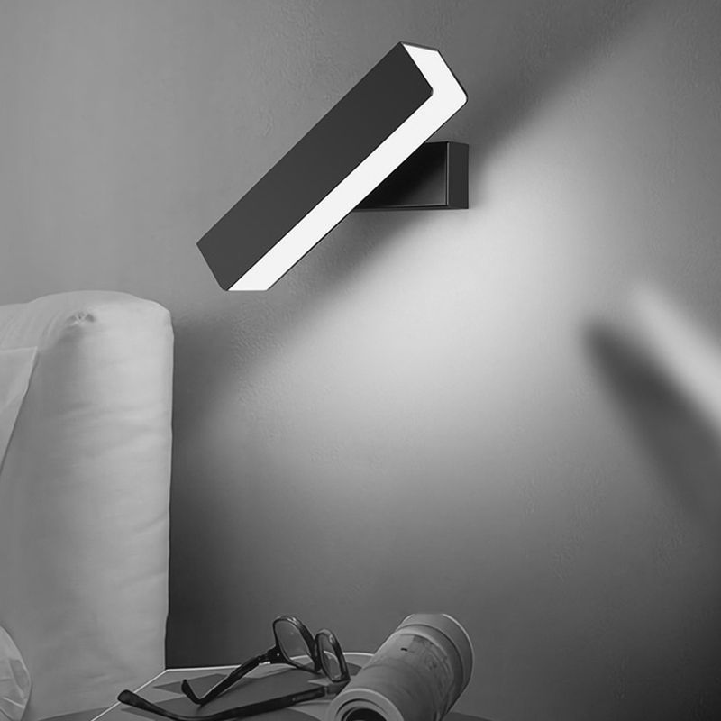 Lampada a parete a LED in ferro laccata in stile moderno rettangolare a parete rotabile per camera da letto