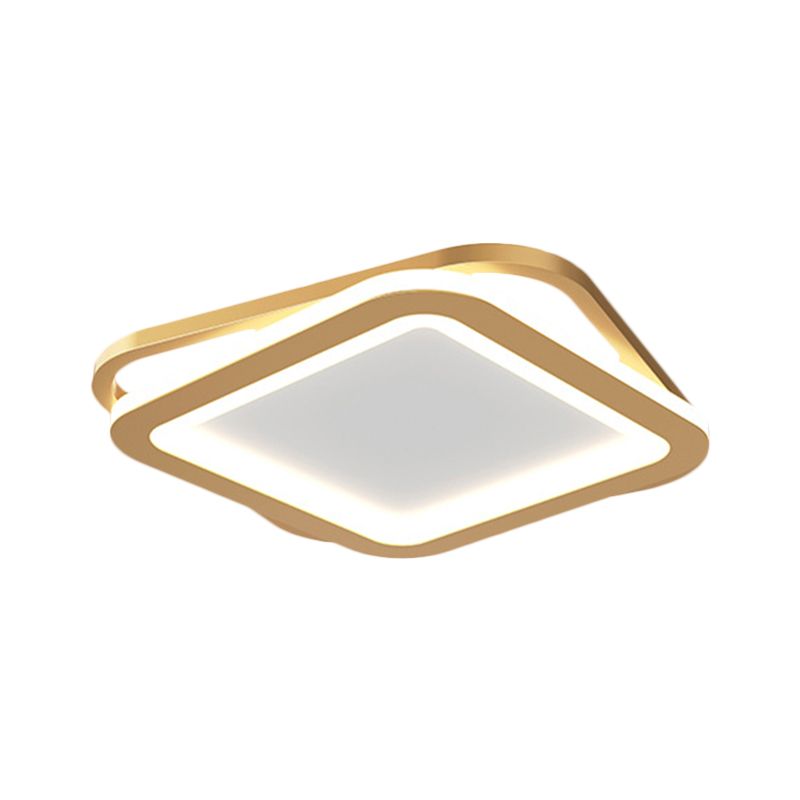 Simple Round/Square Ceiling Mounted Fixture Metal LED Hallway Flush Lighting in Black/Gold