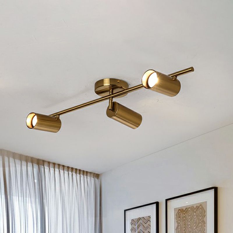 Postmoderne LED-inbouwspot Vergulde buis Semi-inbouwlamp met metalen kap
