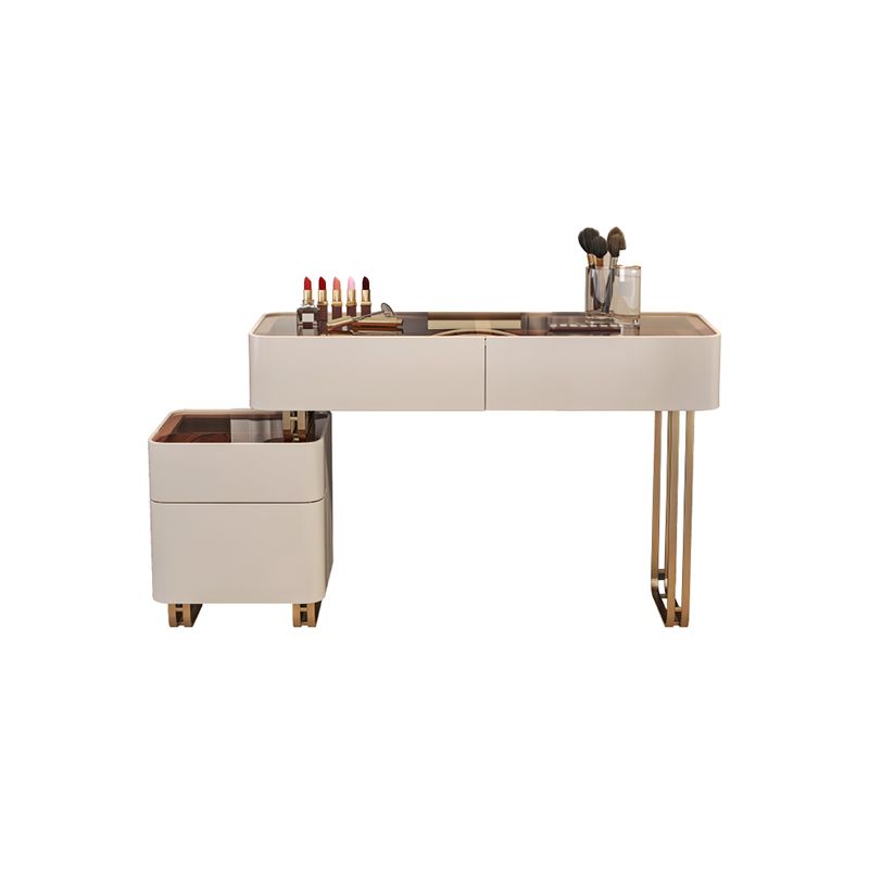 30.7" Height Makeup Table Solid Wood Vanity with Drawers Vanity Stool