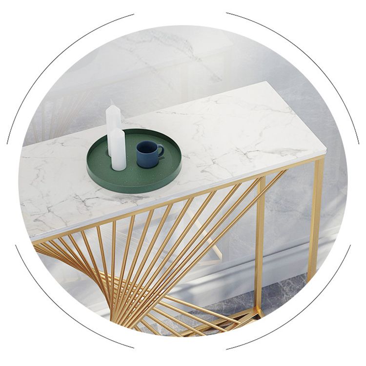 Glam Marble Console Sofa Table Gold Frame Accent Table for Hall