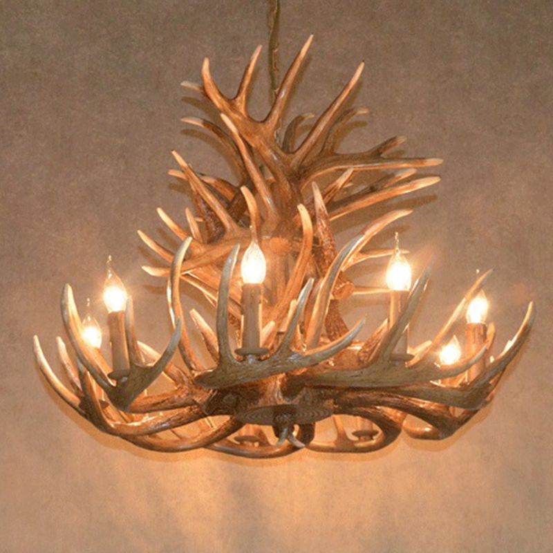 Avesos de lámpara de lámpara de madera de asta de la sala de estar de la sala de estar rústica accesorios de iluminación