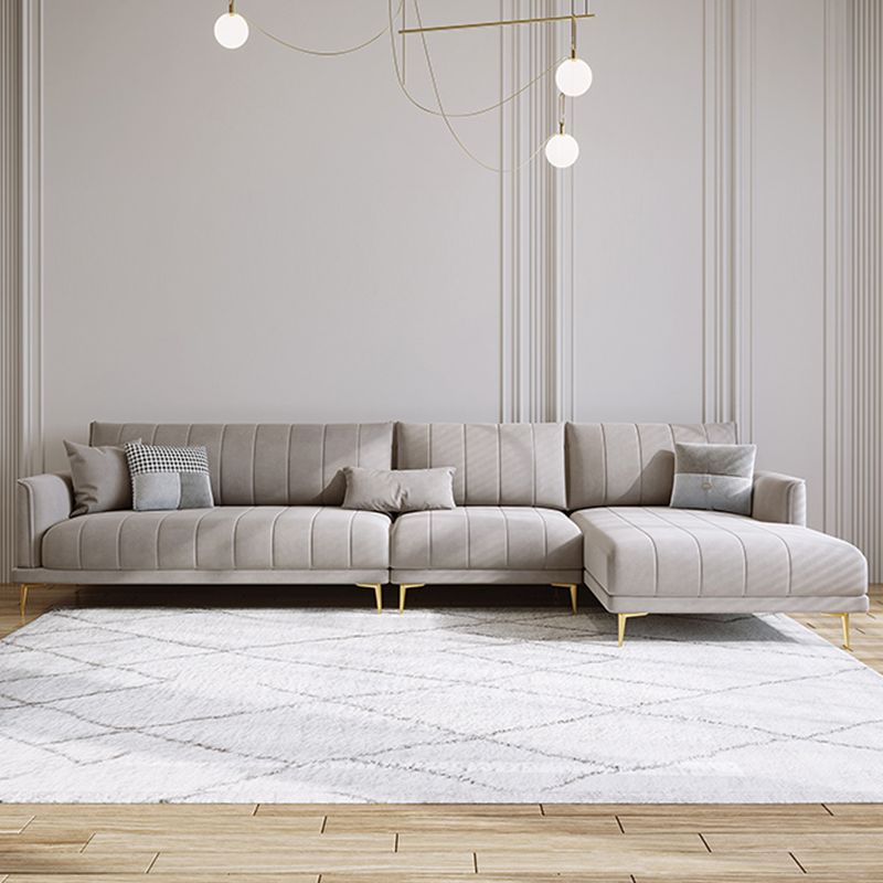 Nordic Sofa & Chaise in Grey Square Arm Sofa with Bolster Pillows