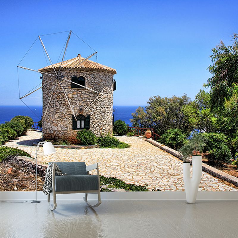 Photography Windmill Mural Wallpaper Eco-friendly for Sleeping Room