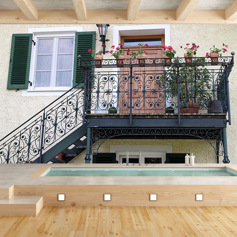 Contemporary Stairs Architecture Mural Stain Resistant for Living Room