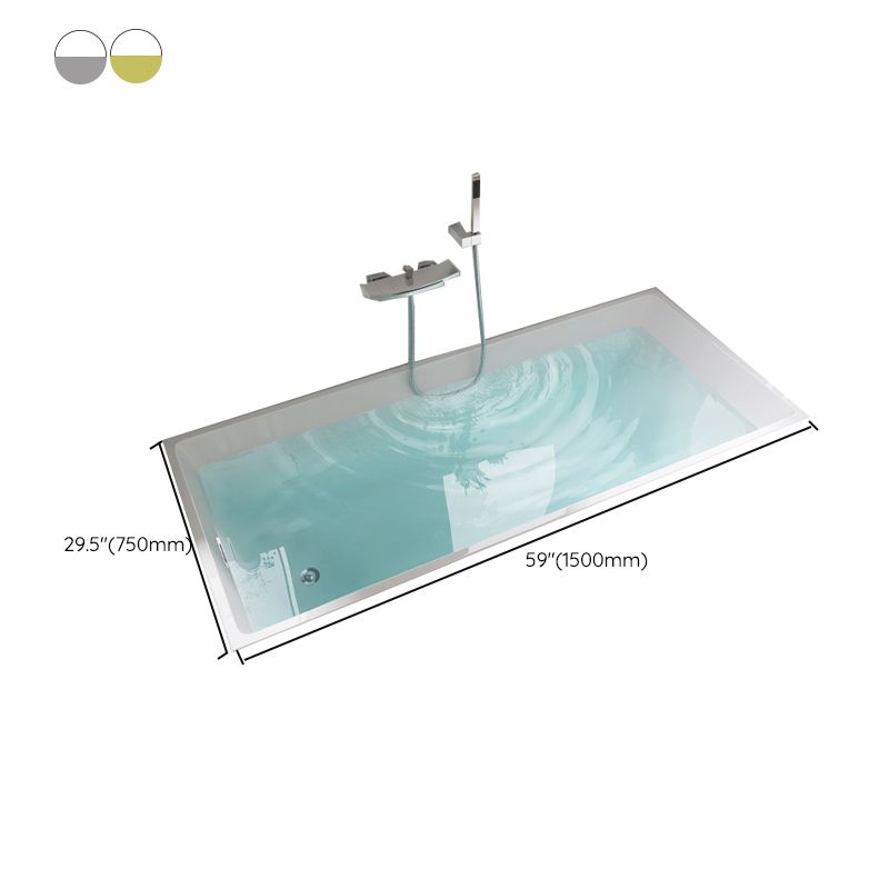 Modern Acrylic Rectangle Embedded with Drain Bath Tub and Overflow Hole