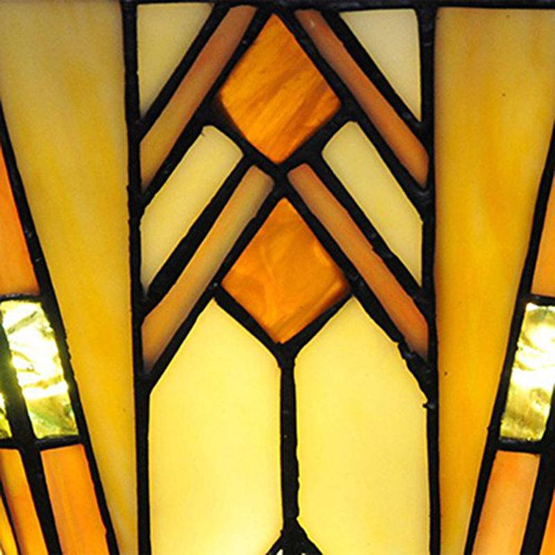 Craftsman Geometric Wall Lamp Stained Glass 1 Light Sconce Lighting in Beige for Living Room