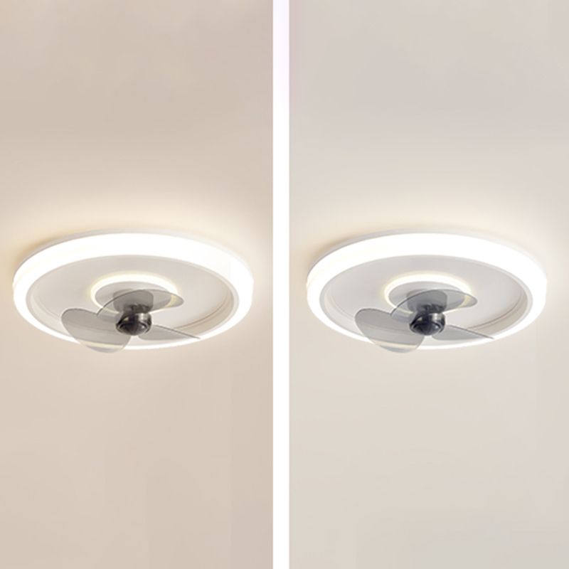 Metal Round Shape Ceiling Fan Modern Style 2 Lights Ceiling Fan Lamp for Bedroom