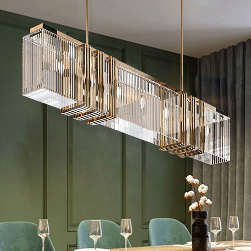 Nordic Style Hanging Lamp Rectangle Shape Island Light Fixture for Living Room