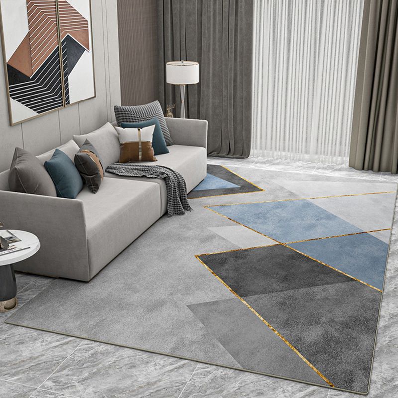 Grijs modern tapijt geometrisch patroon polyester gebied tapijt niet-slip achterste ruggebied tapijt voor woningdecoratie