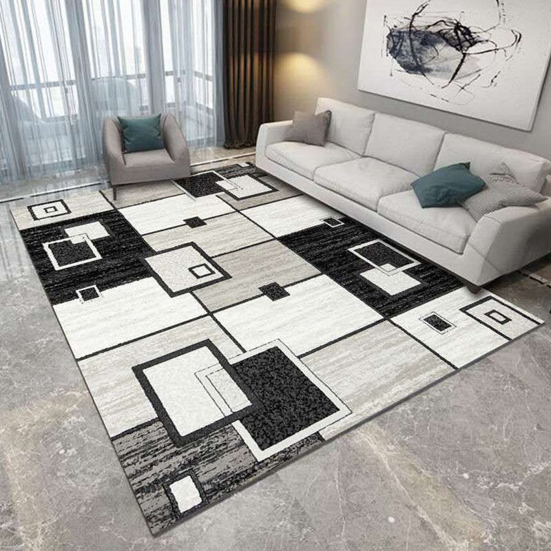 Contemporary Living Room Rug Multi-Color Geometric Carpet Polypropylene Washable Stain Resistant Non-Slip Backing Area Rug