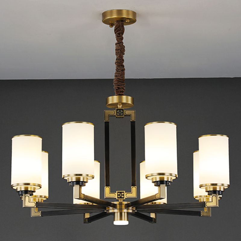 Witte glazen cilinder plafond hanger moderne stijl multi -lights kroonluchter verlichting