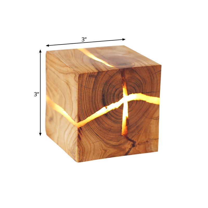 Rustic Style Cracked Cube Wall Light Wood Sconce Light for Kids Bedroom Nursing Room