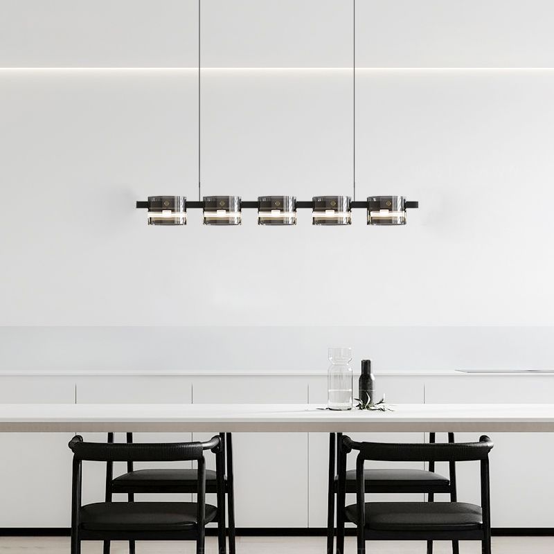 Lámpara de iluminación lineal de lámpara de araña colgante moderna luz colgante en negro