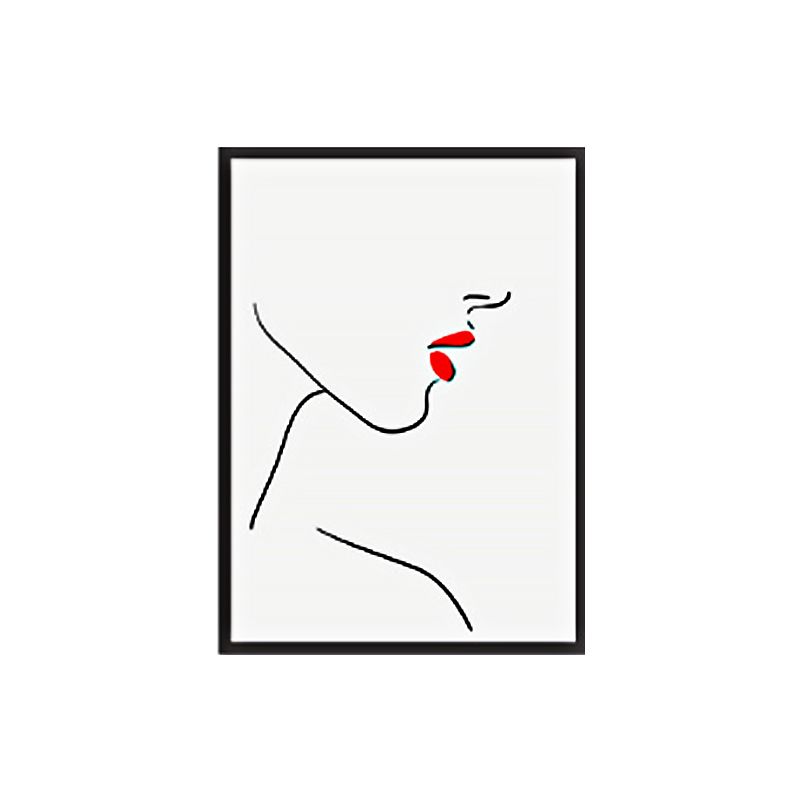 Minimalism Girls'Face Canvas Red Kitchen Wall Art Decor, Multiple Sizes Available