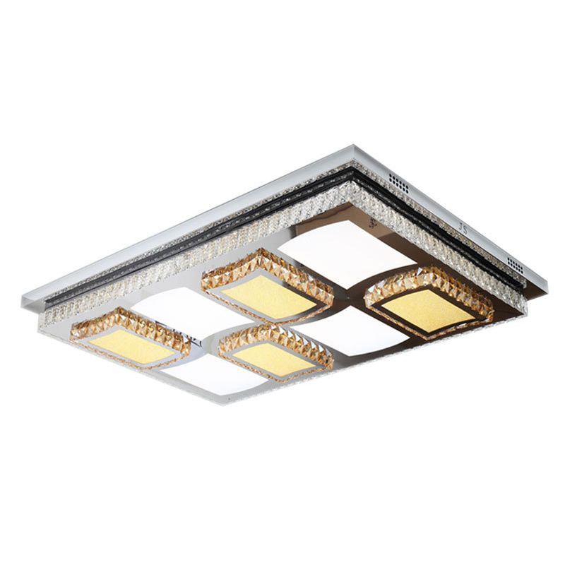 Rechteck Flush Mount Licht Einfache klare Kristall Wohnzimmer LED Deckenbeleuchtung mit Block Design