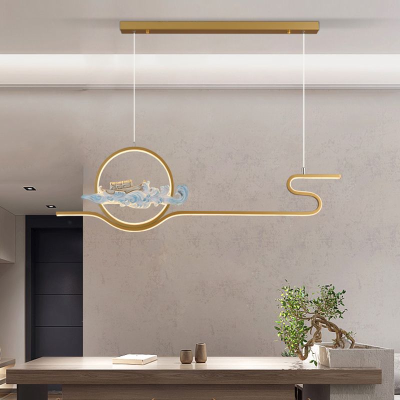 Linear Shape Island Lights Modern Style Metal 2-Light Pendant Light Fixtures