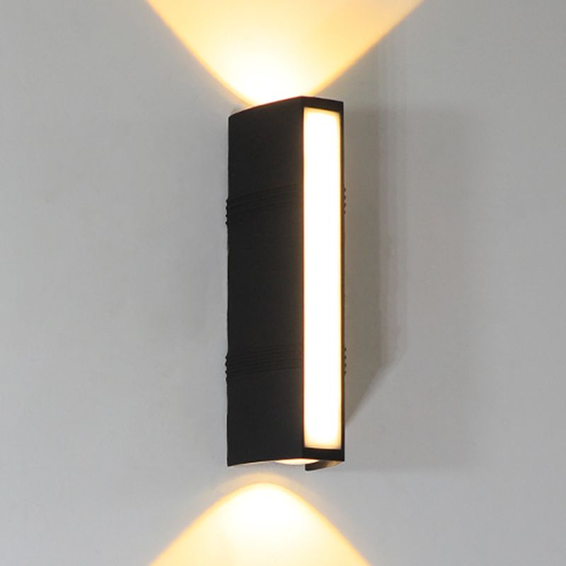 Simple Wall Sconce Rectangle Outdoor Sconce Light Fixture in Black