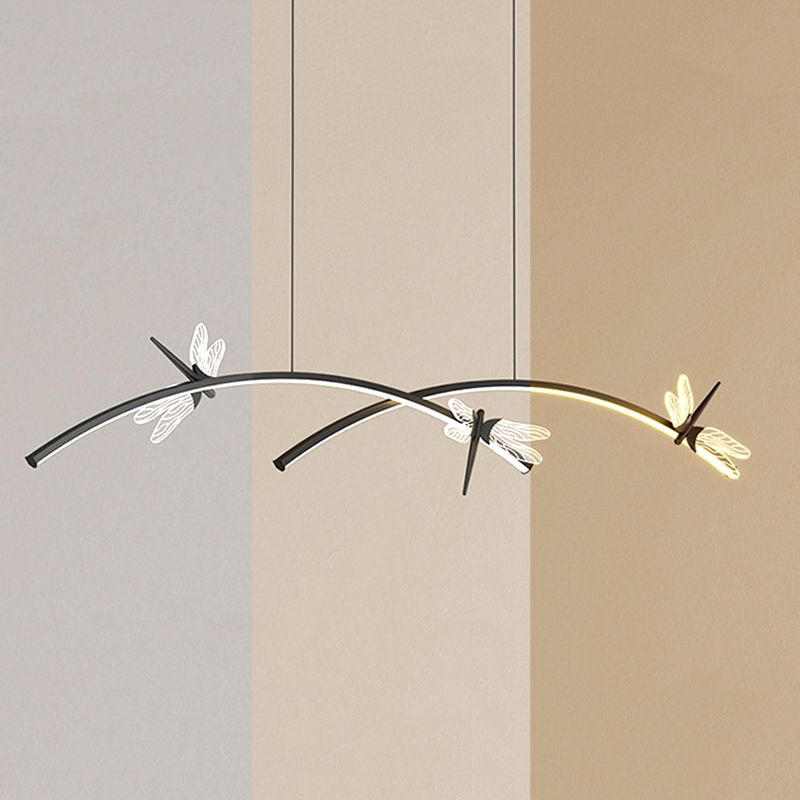 4 Leichte lineare Libelle Insel Lichter moderne Kronleuchter Metal Island Lighting