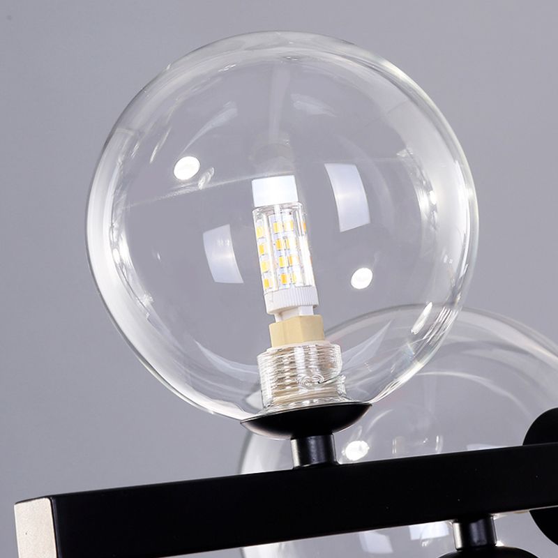 Light Light Modern Pendant Lighting Sphérique Hanging Island Lights avec une teinte en verre transparent