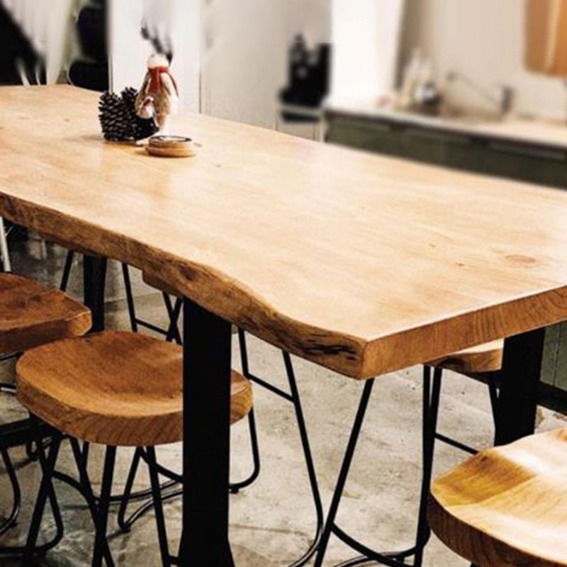 Metal Wood Rectangular Table Modern Minimalist Home Living Room Bar Table