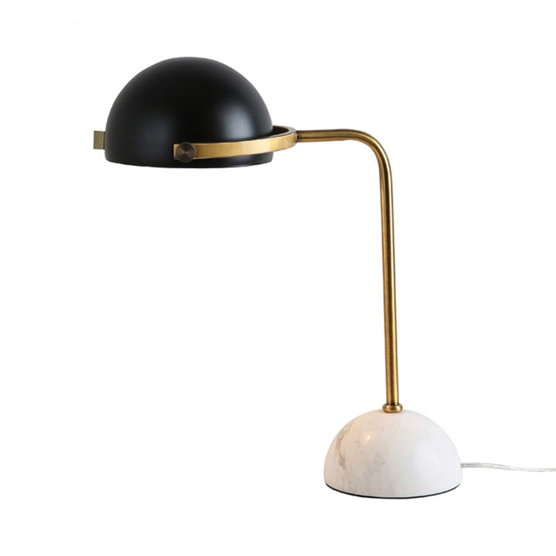 Bowl Metallic Shade Staande Lamp Modernistische Stijl 1 Lamp Metalen Tafelverlichting met Marmeren Voet in Zwarte Afwerking