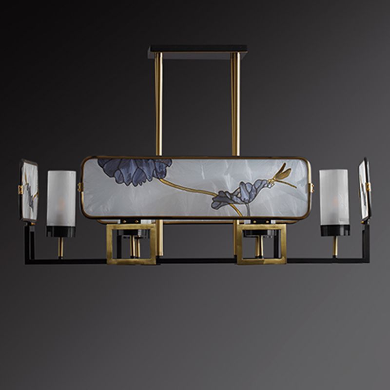 Modern Style Cylindrical Shape Island Lights Glass Pendant Lights in Gold