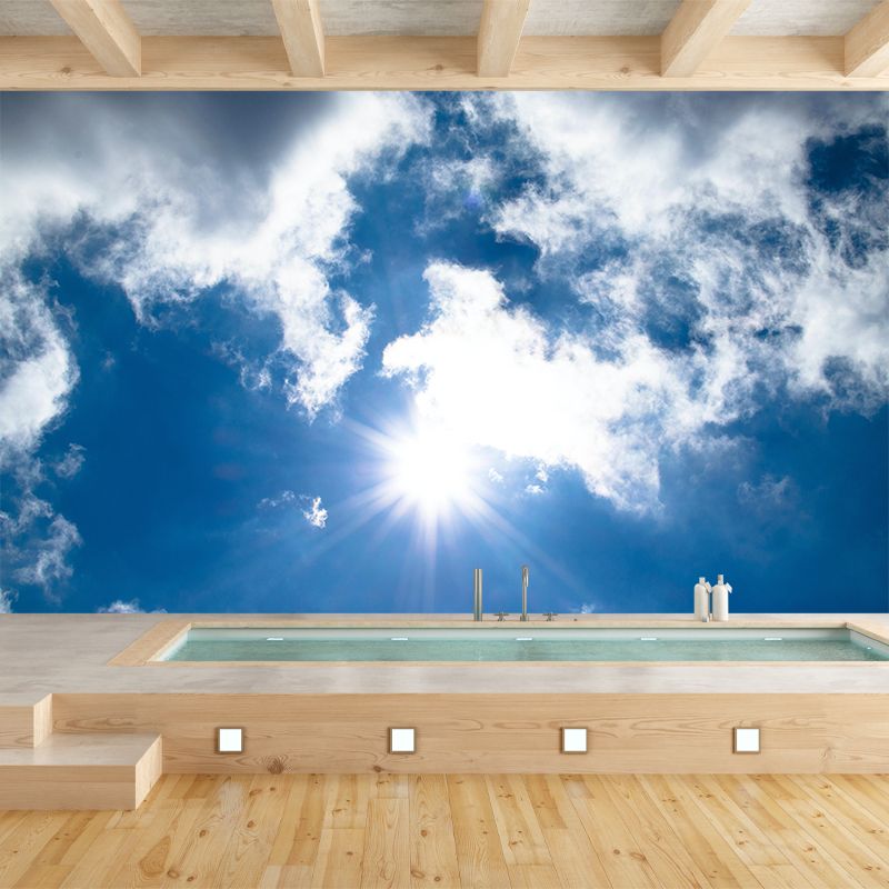 Wandtapete „Gutes Wetter“ im minimalistischen Stil für die Wohnzimmerdekoration in sanften Farben
