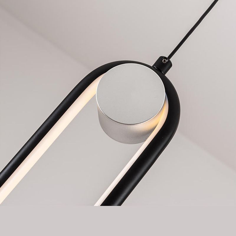 Elliptical Metal Shape Pendant Lamp Modern Minimalist 1 Light LED Hanging Lamp for Living Room