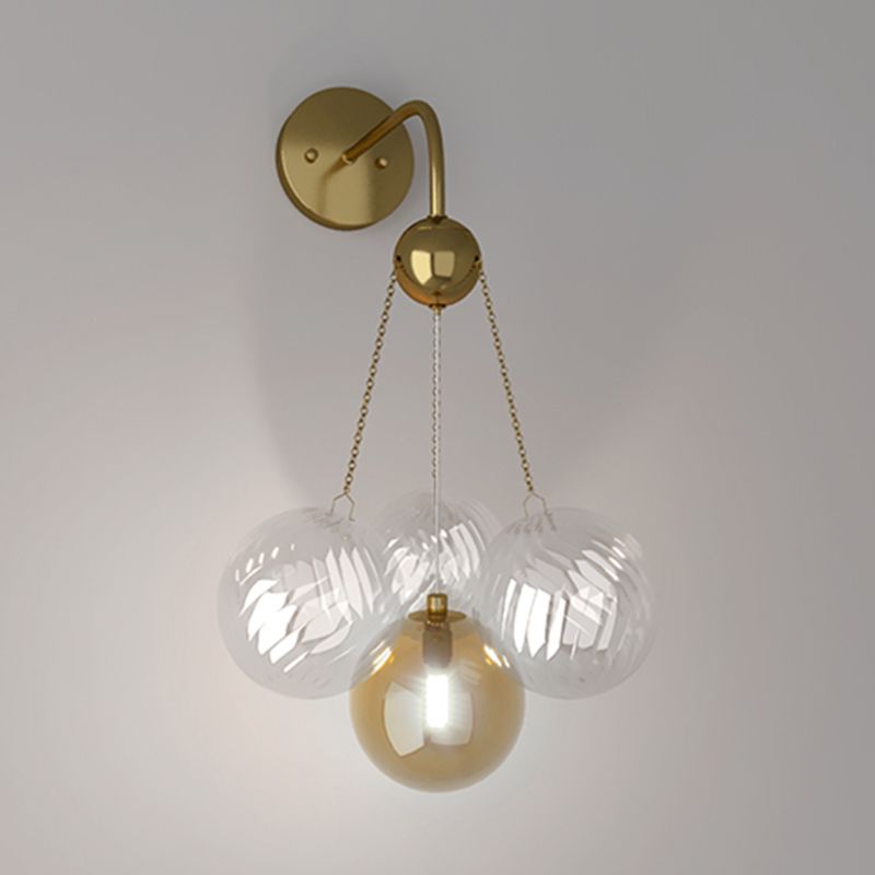 Modern Wall Sconce Ball Shape Metal Wall Light with Glass Shade for Bedroom
