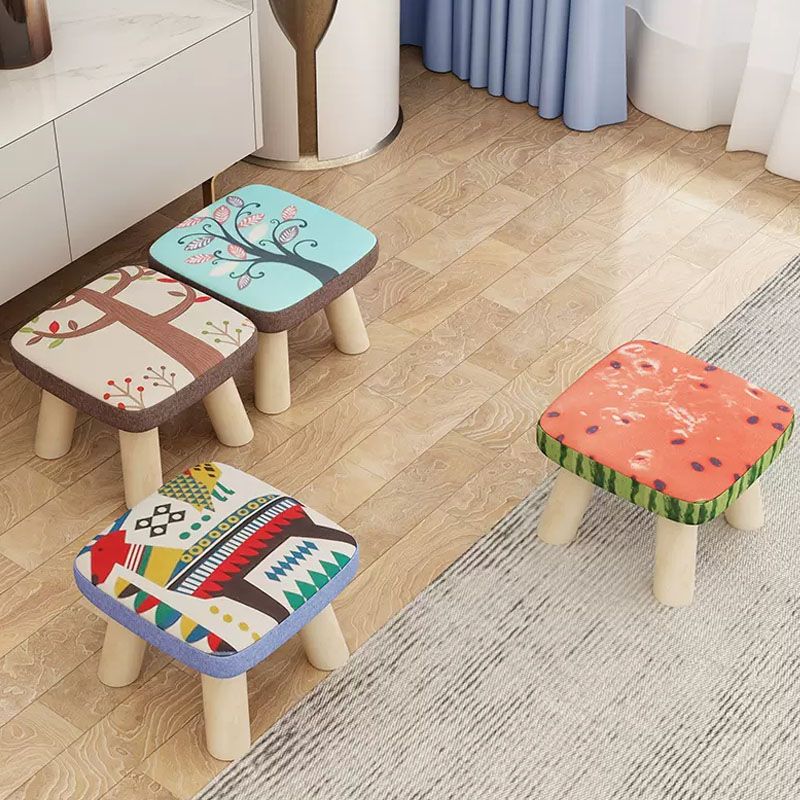 Modern Ottoman Cotton Detachable Seat Cover Solid Color Square Ottoman