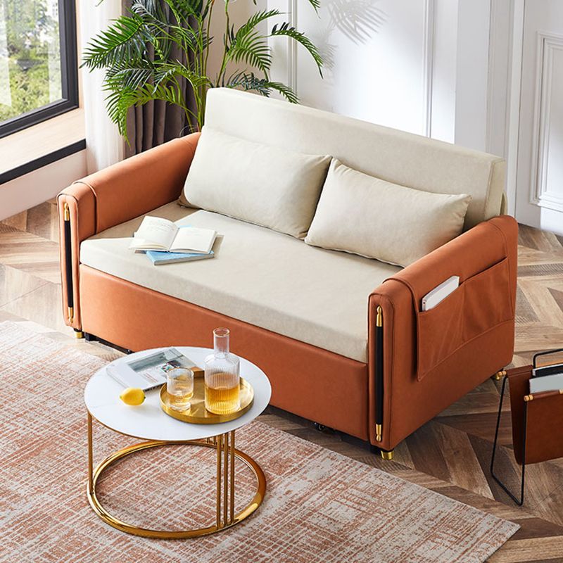 Faux Leather Folding Sleeper Sofa No Distressing Storage Convertible Sofas