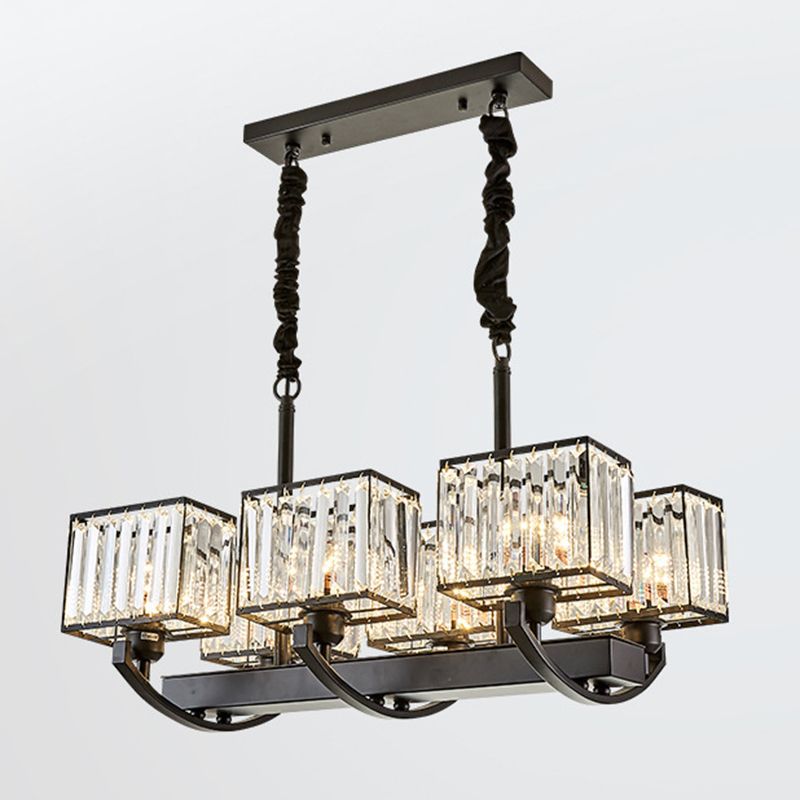 Rectangle Shaded 6 Lights Kitchen Island Lighting Statement Design for Living Room