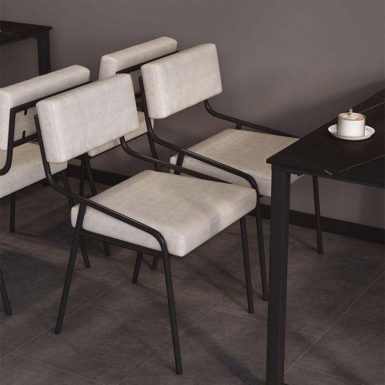 Industrial PU Leather Dining Chair Open Back Upholstered Dining Side Chair