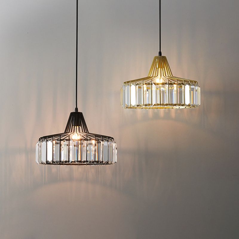 1-Licht-Trommelkristall-Anhänger-Lampe zeitgemäße Einfachheit Beleuchtung für Schlafzimmer Esszimmer
