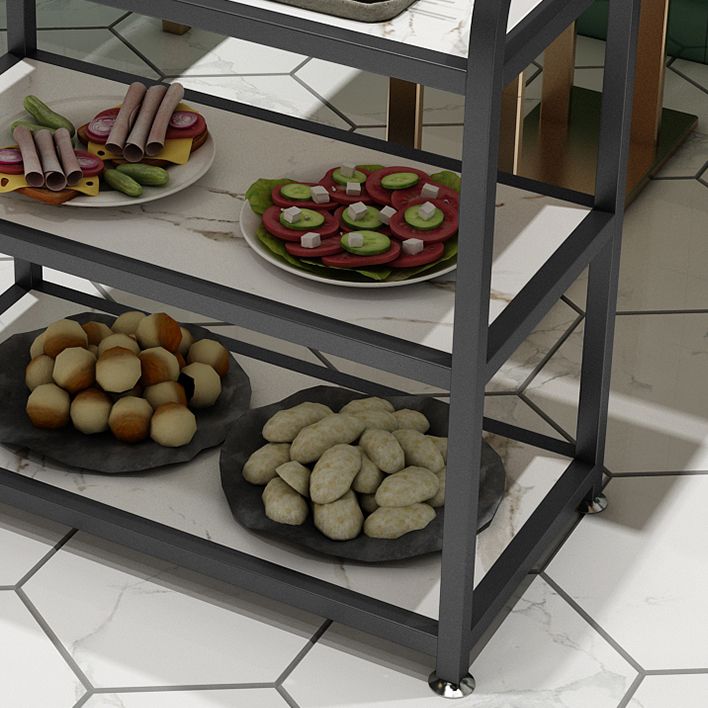 Modern 25.59"H Rolling Prep Table Metal Prep Table for Home Use